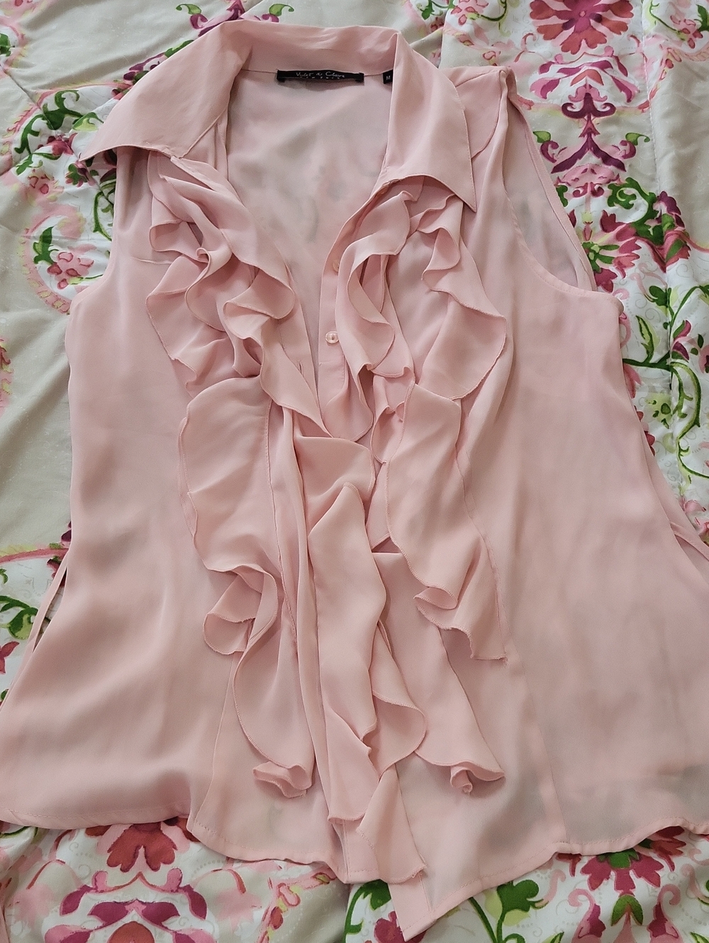 Victoria's Secret Blush Pink Ruffle Sleeveless Blouse